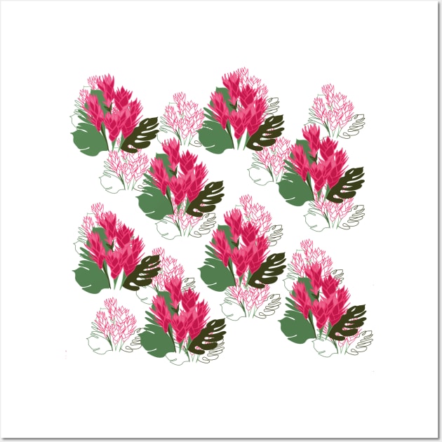 Pink Green Blossoms Wall Art by Manitarka